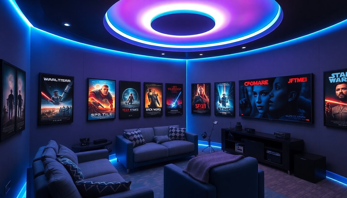 Engage in sci-fi movie streaming with a cozy home cinema setup highlighting popular sci-fi films.