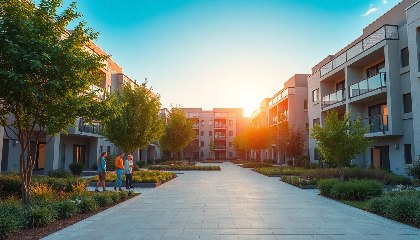 Residents enjoying community spaces at Margaret Drive Residence in a vibrant, sunny setting.