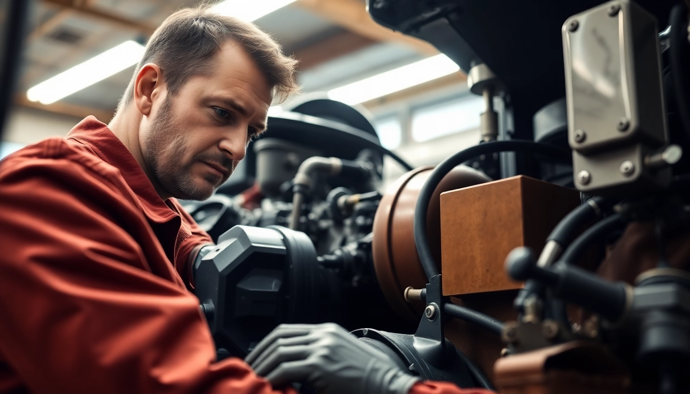 Expert technician conducting a Kenworth repair, showcasing detailed tools in a professional garage.