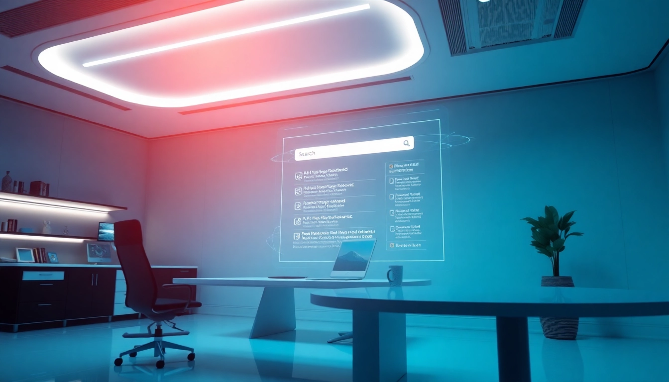 AI powered search interface showcasing advanced results in a modern digital workspace environment.