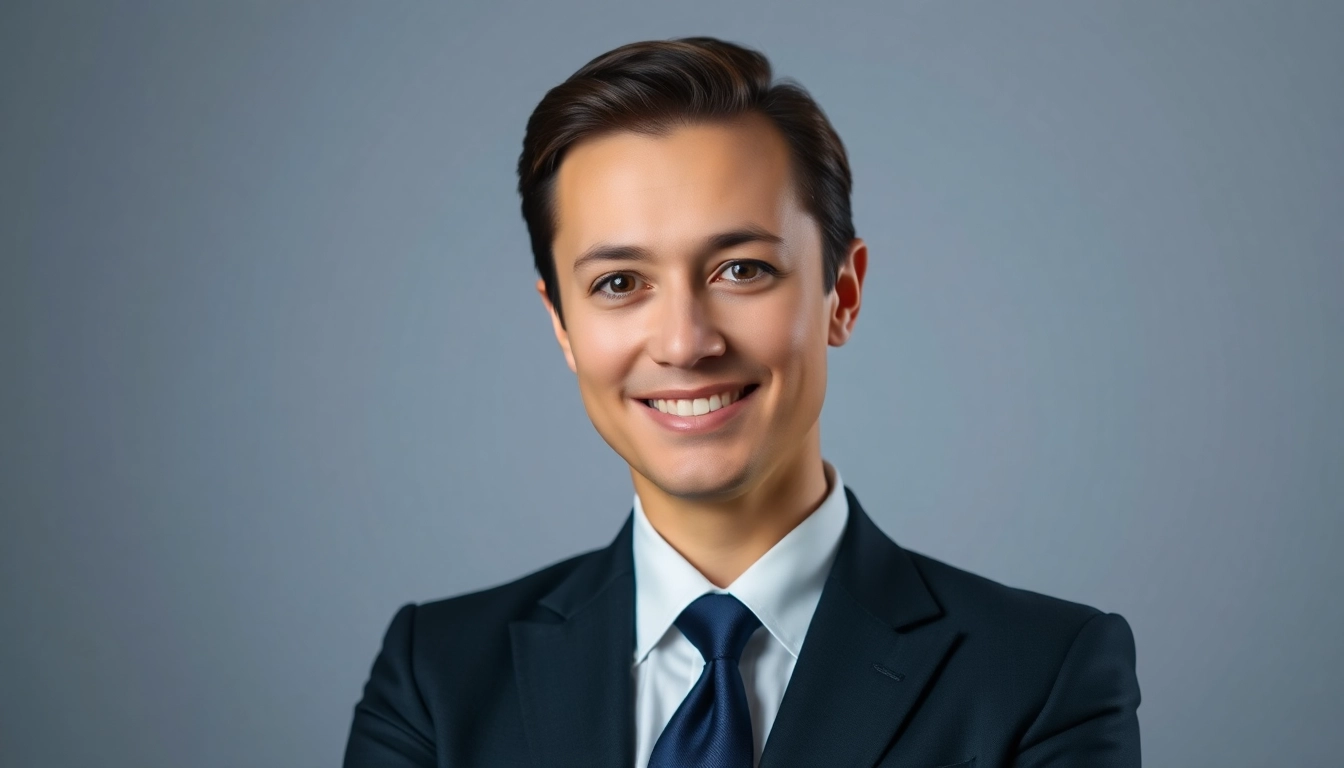 Professional corporate headshots showcasing an executive's confident demeanor in business attire.