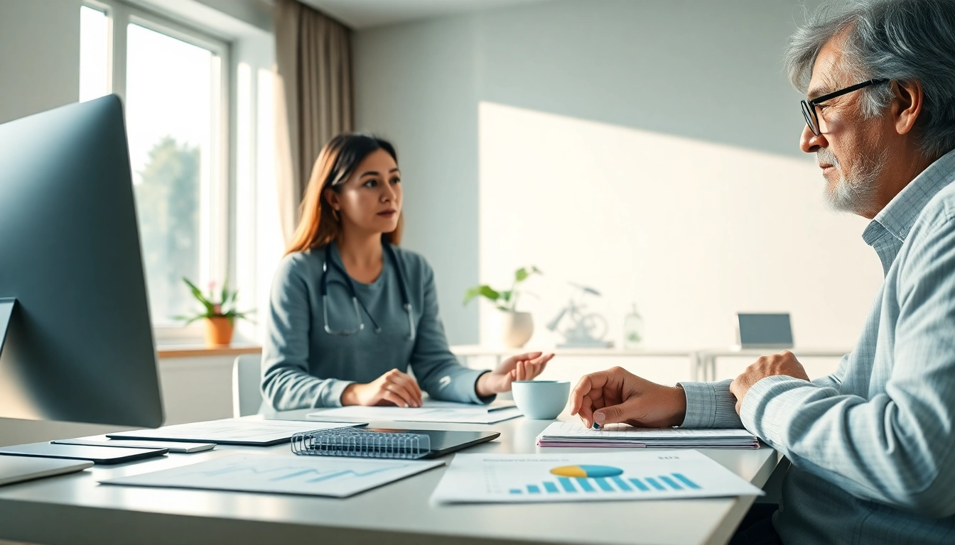 Professionelles Marketing für Pflegedienste präsentiert durch Beratungssituation zwischen Fachkraft und Klient.