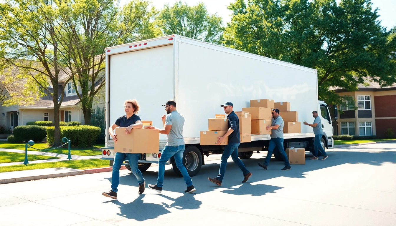 Efficient team providing moving services in Edmonton, handling heavy boxes with care.