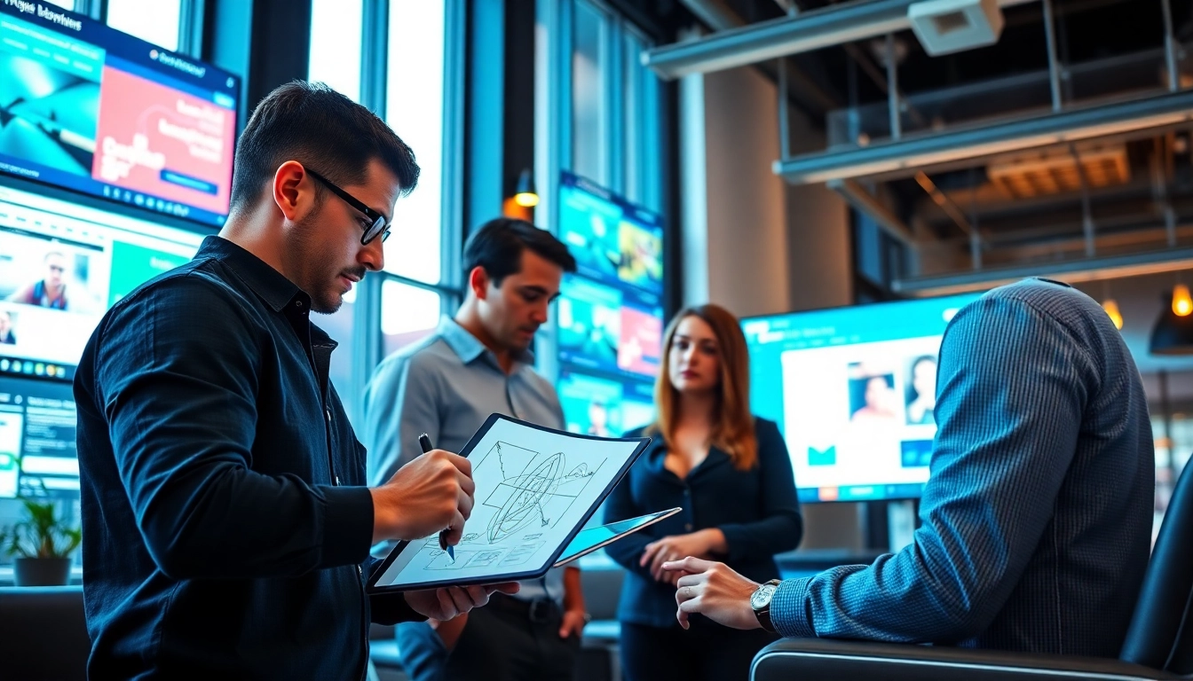 Enhance your edmonton web design with a collaborative team of web designers in a modern office.