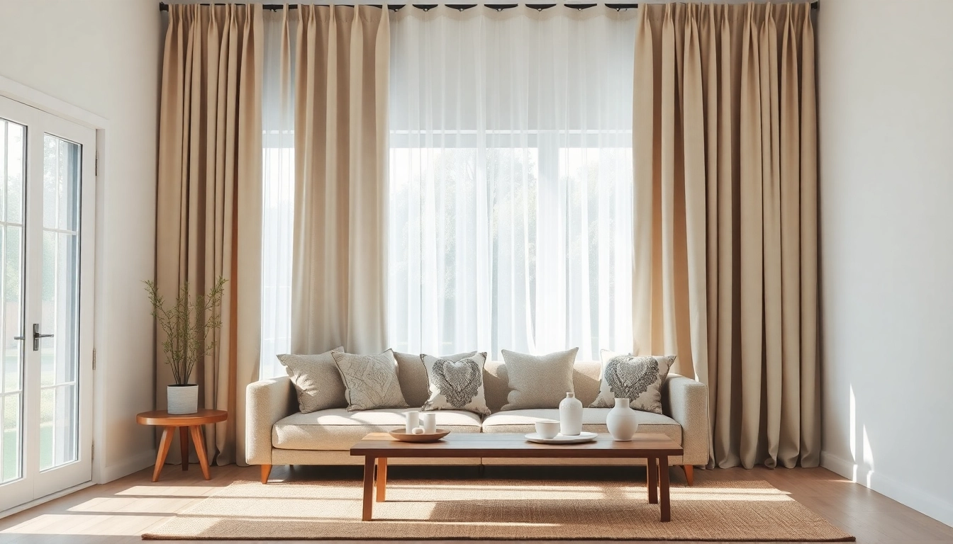 Stylish curtains & drapes enhancing a cozy living room with natural light and elegant decor.