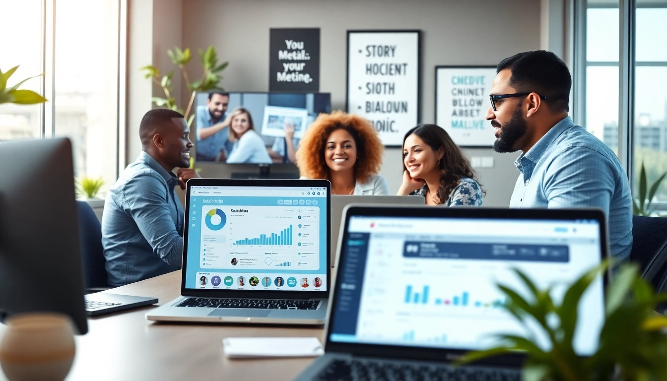 Engaging team utilizing an SMM panel UK interface to enhance social media marketing strategies.