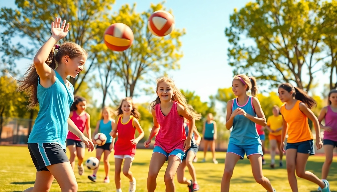 Girls participating in Multi Sports Camps for Girls enjoying various sports activities.