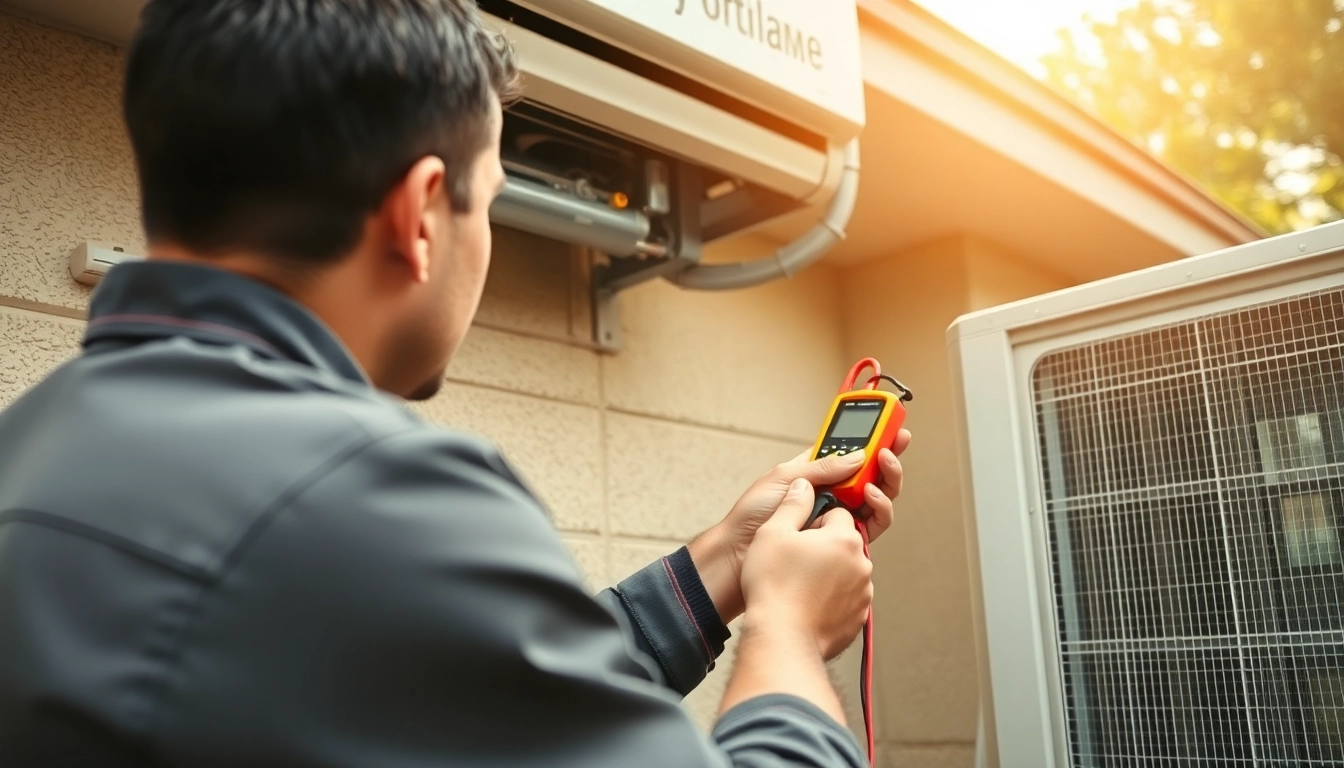 Expert technician performing ac repair mesa az at a residential property.