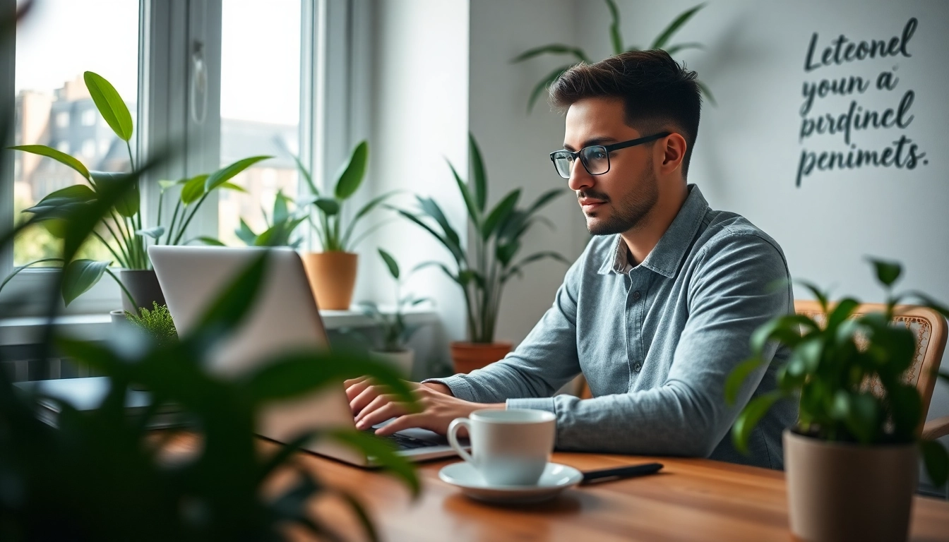 Engaged professional exploring Online Jobs in a cozy home office environment.