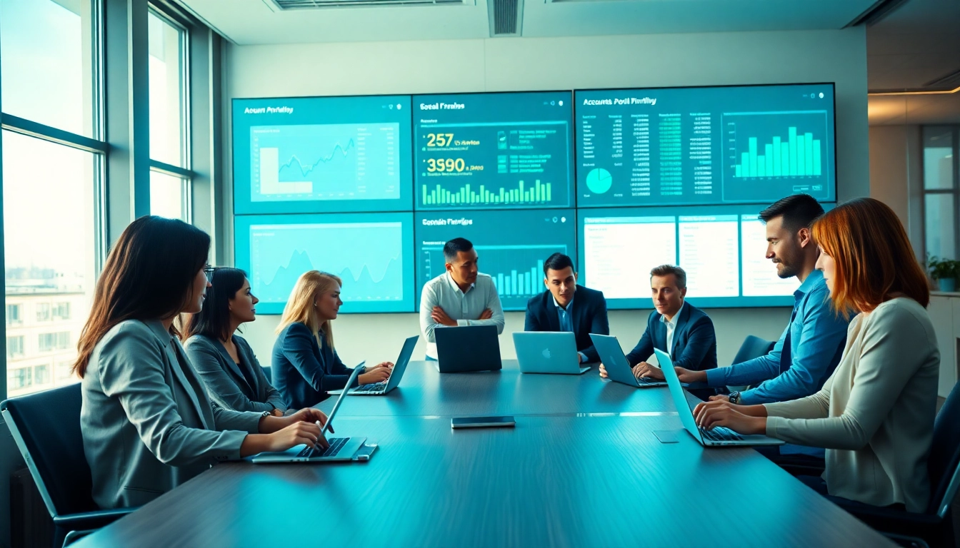 Streamlined accounts payable workflow software utilized by finance professionals in a modern office.