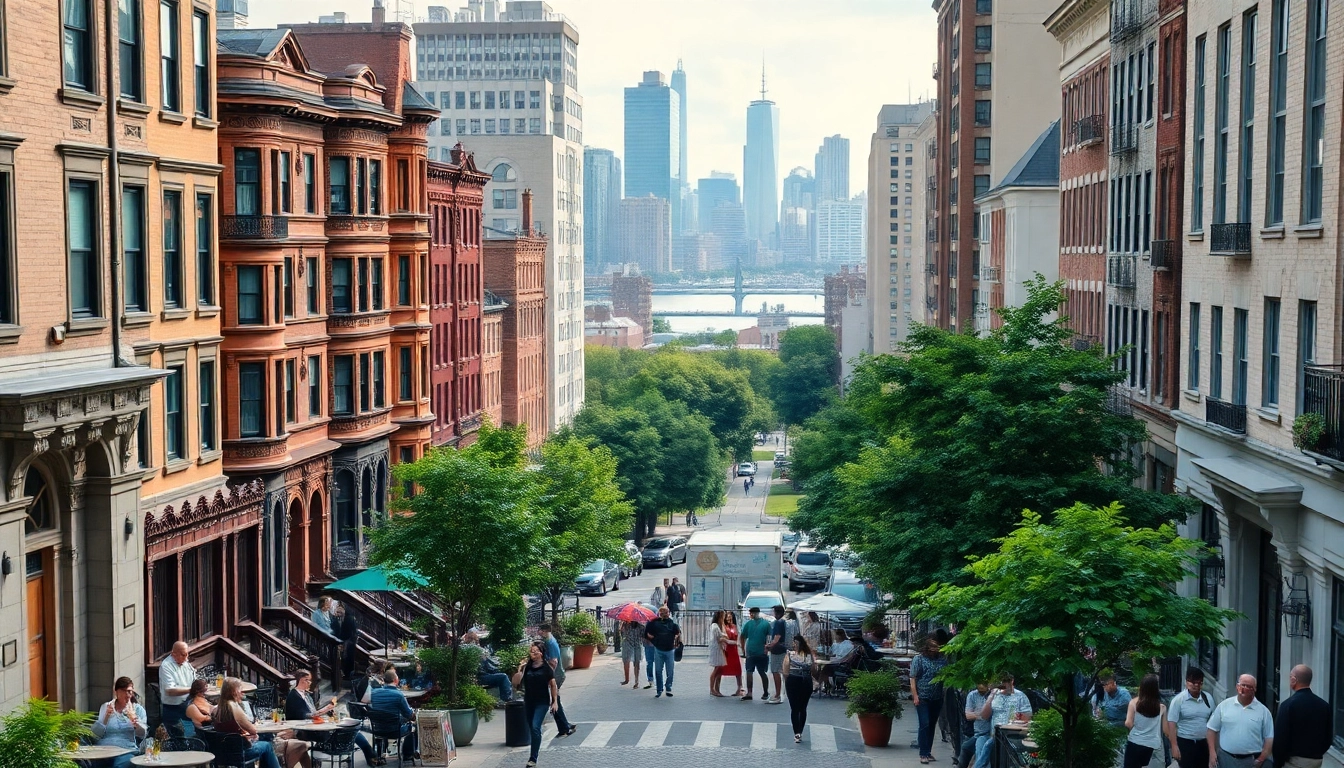 Capture the vibrant atmosphere of Downtown Jersey City with historic architecture and modern living.