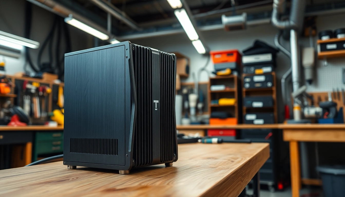 TPower power supply showcased in a workshop, highlighting its modern design and technology.