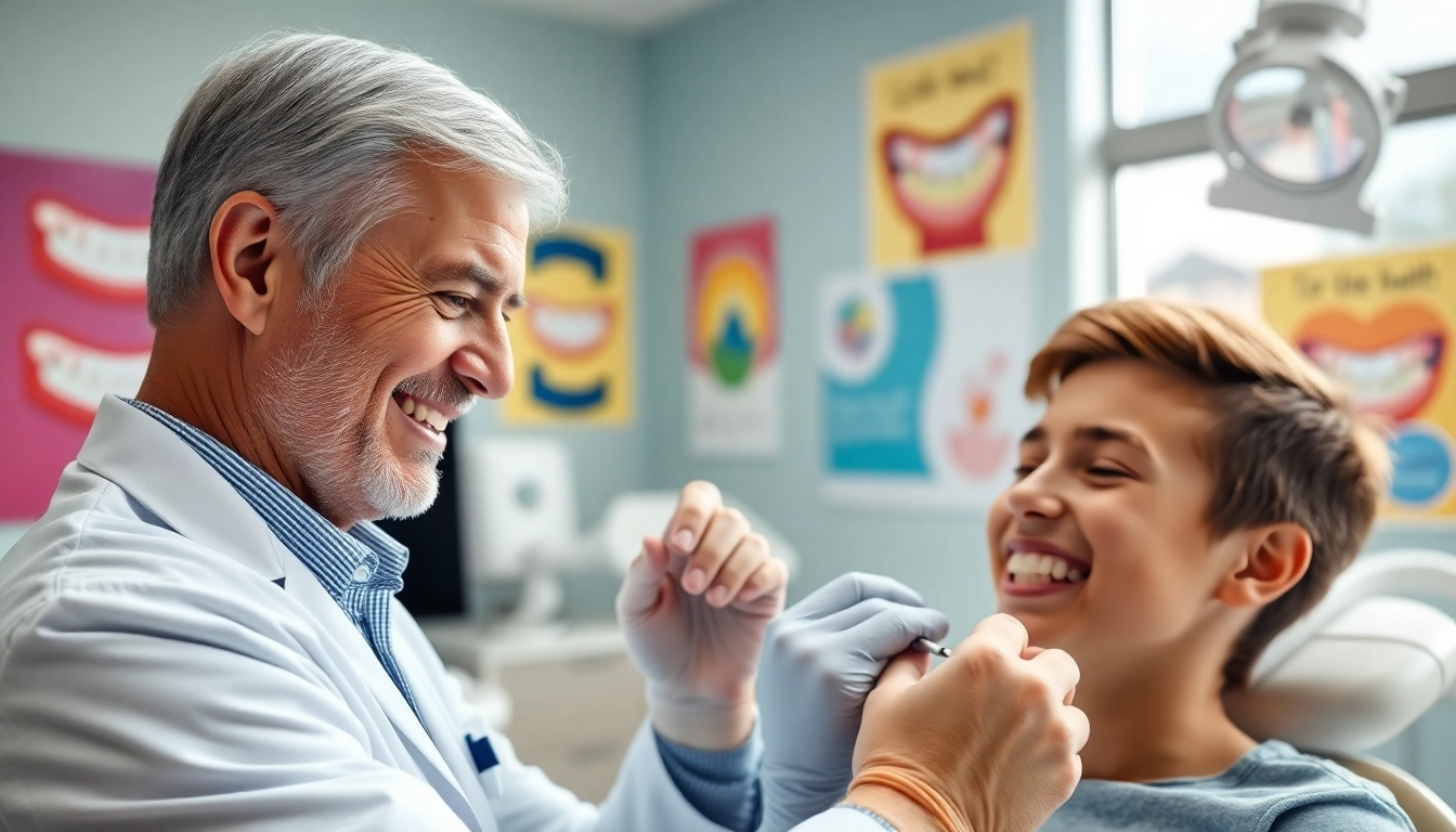 Orthodontics: Professional orthodontist fitting braces for a young patient in a bright clinic.