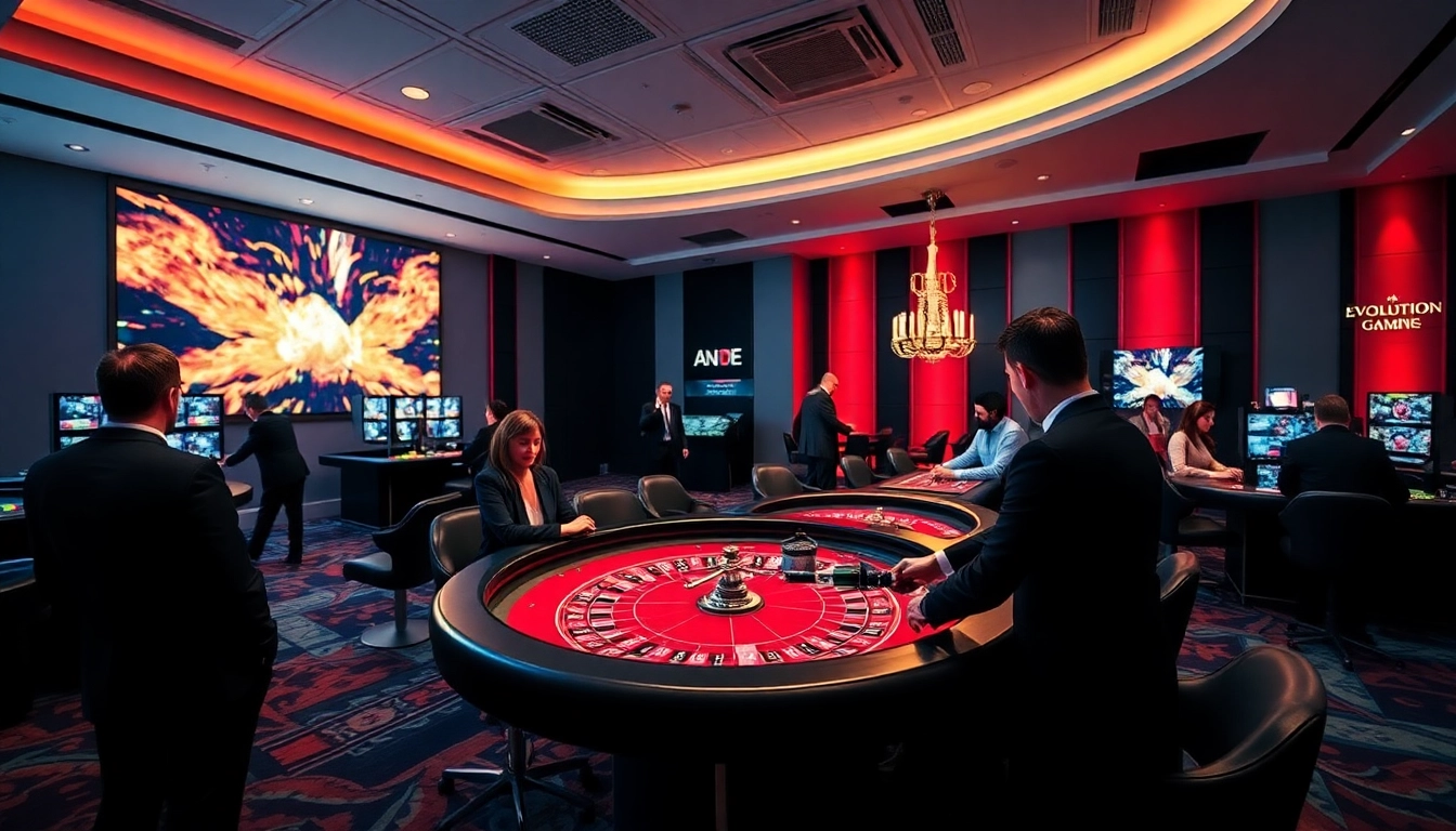 Experience evolution gaming with professional dealers in a vibrant live casino setting.