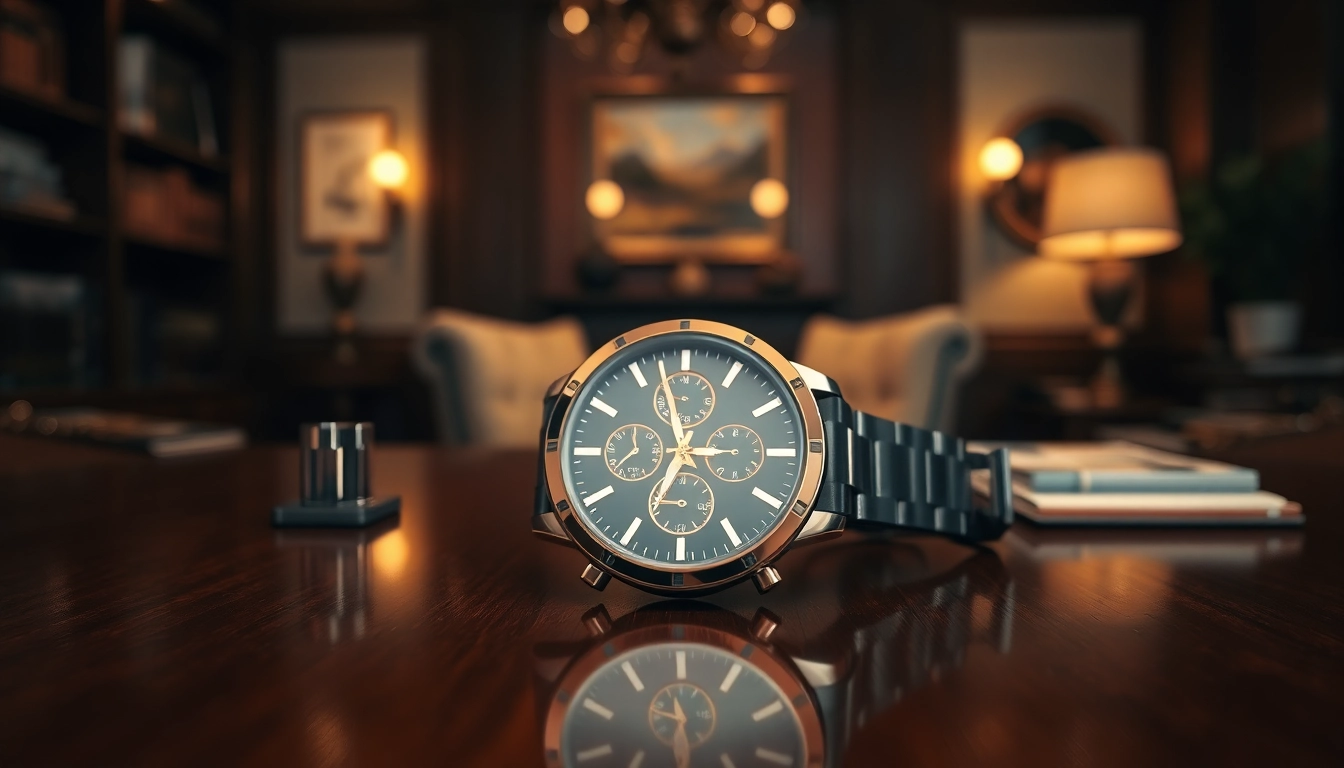 Showcase of a luxury watch emphasizing details and elegance, representing the offer to sell luxury watch.