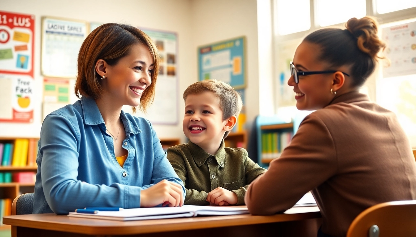 Engaged child participating in 11 plus tuition with a supportive tutor in a bright classroom.