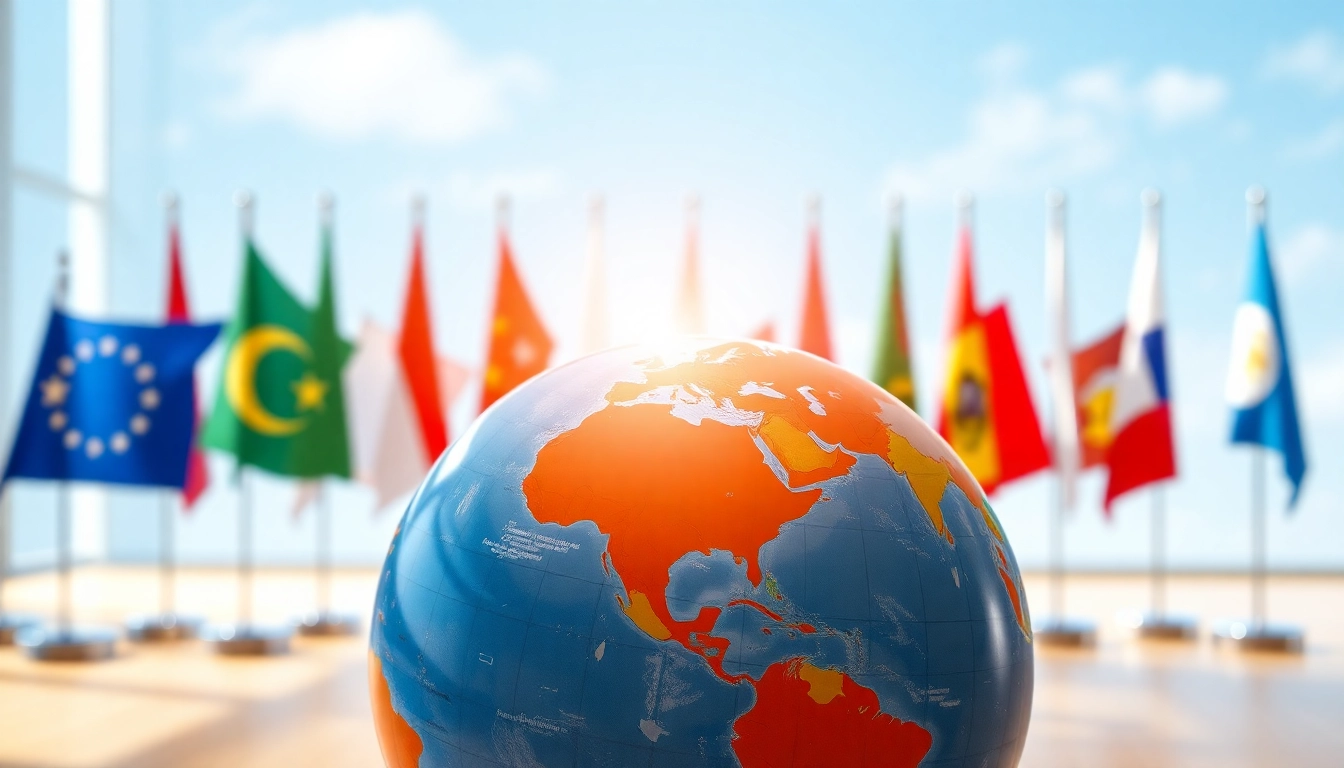 Illustration of trade agreements showcasing global partnerships and international cooperation.