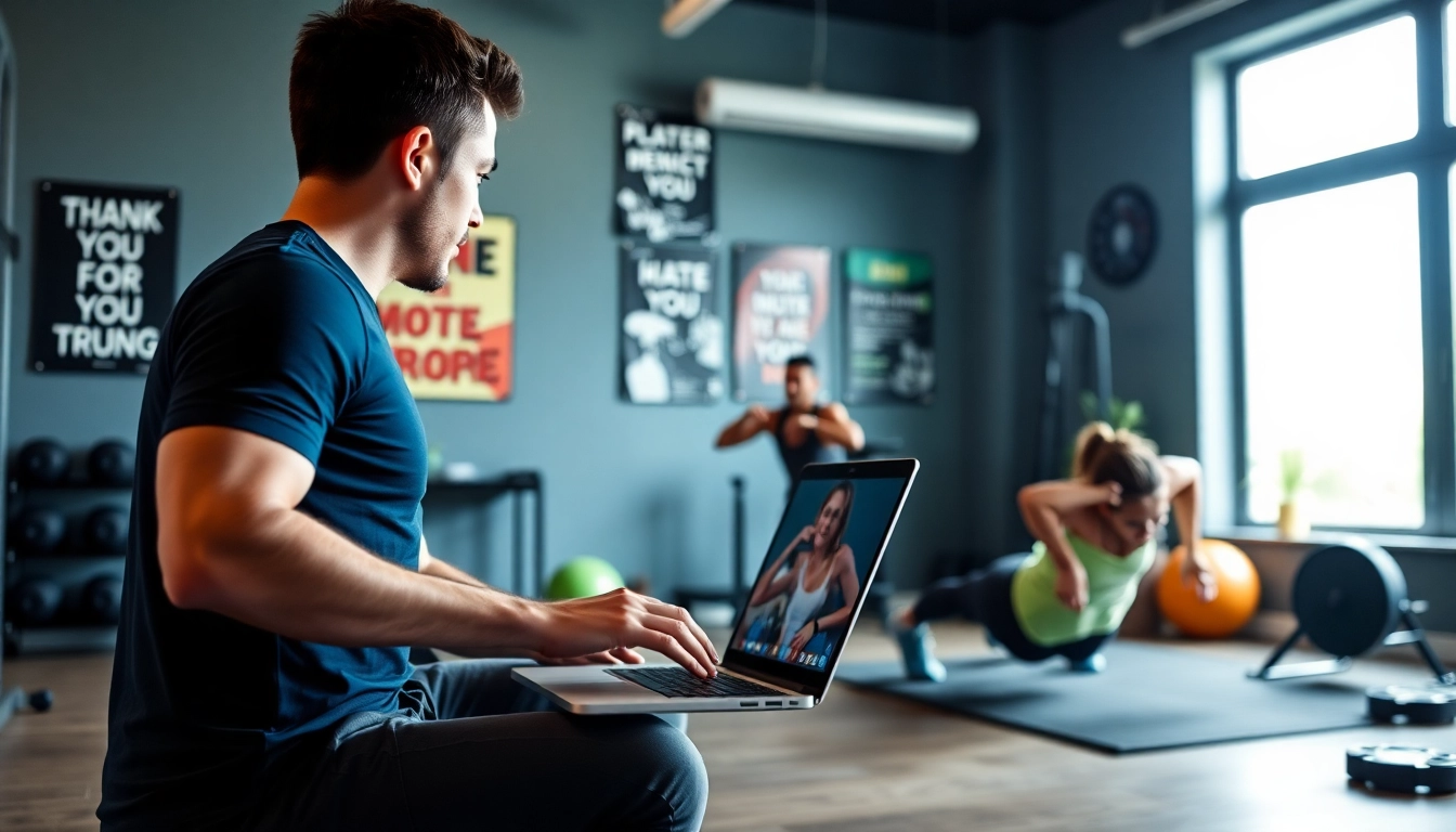 Engaging online gym training session showcasing fitness exercises to boost motivation and health.