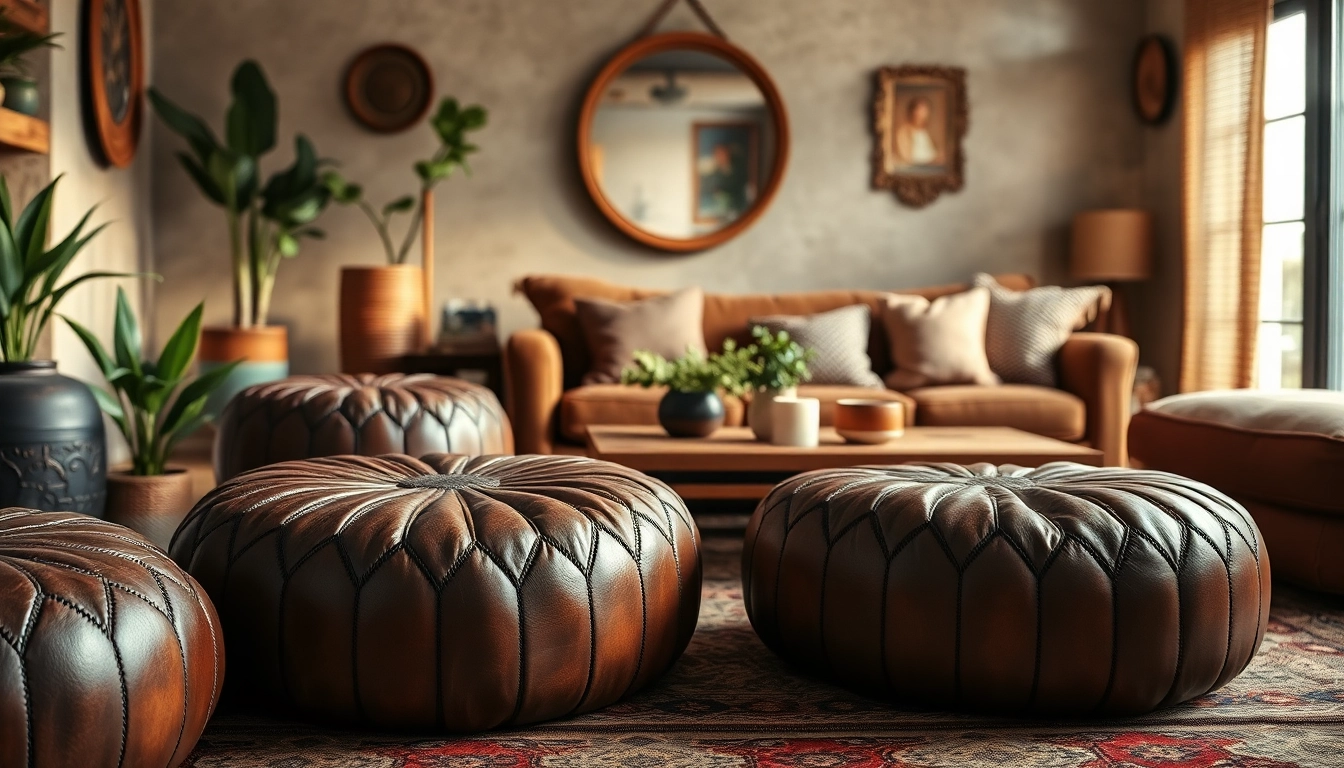 Explore stylish Moroccan leather poufs and ottomans at http://labboho.com/collections/leather-poufs-ottomans featuring elegant designs.