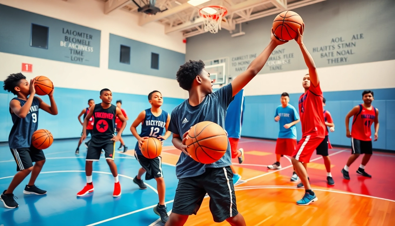 Young athletes training at the Takeover Basketball Academy, showcasing active skill development.