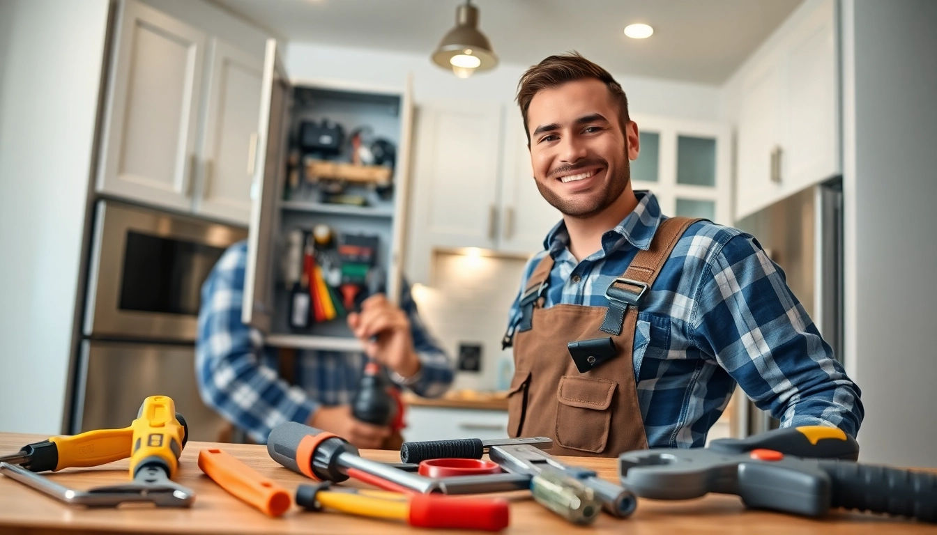 Experienced Electrician Clearwater efficiently installing an electrical panel in a modern home setting.