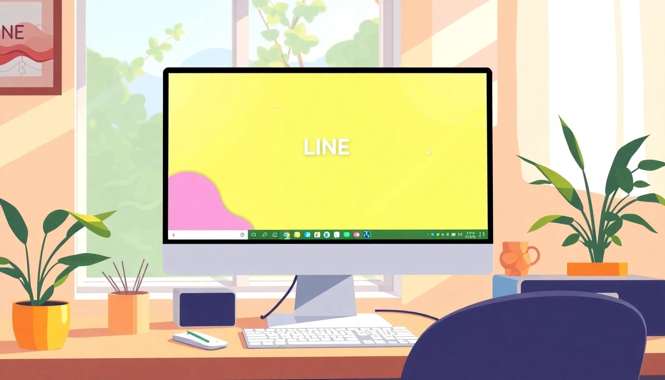 Download the 電腦版line下載 interface showcased on a computer screen for enhanced communication.