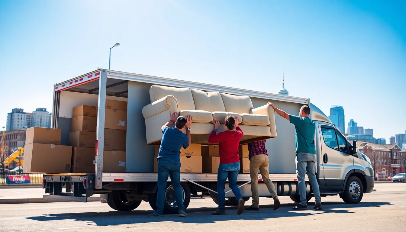 Efficient moving services Edmonton showcased by professional movers packing a truck.