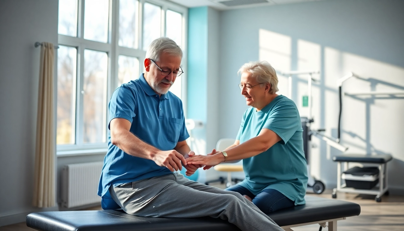 Senior physiotherapy session in Edmonton showing a patient receiving personalized care from a physiotherapist.