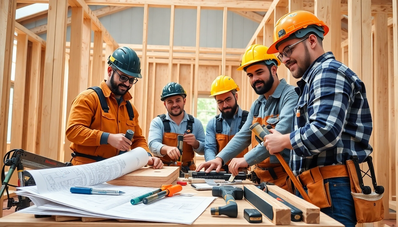 Engaged apprentices working in carpentry apprenticeship near me at a construction site.