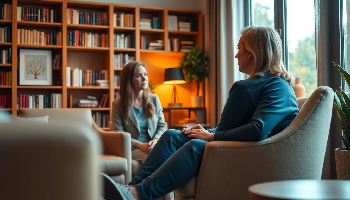 Engaged attachment theory specialist providing therapy in a comforting office environment.