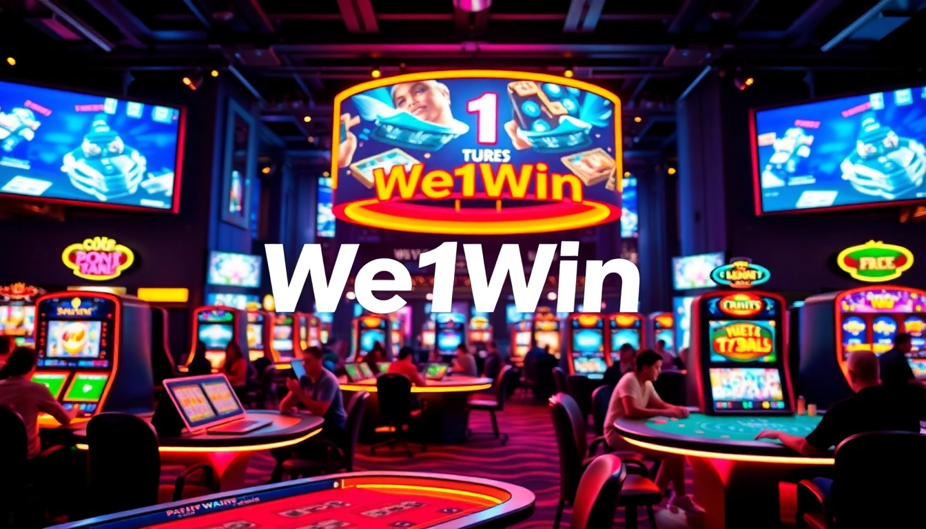 Engaging gaming scene showcasing We1Win with vibrant casino atmosphere and neon lights.