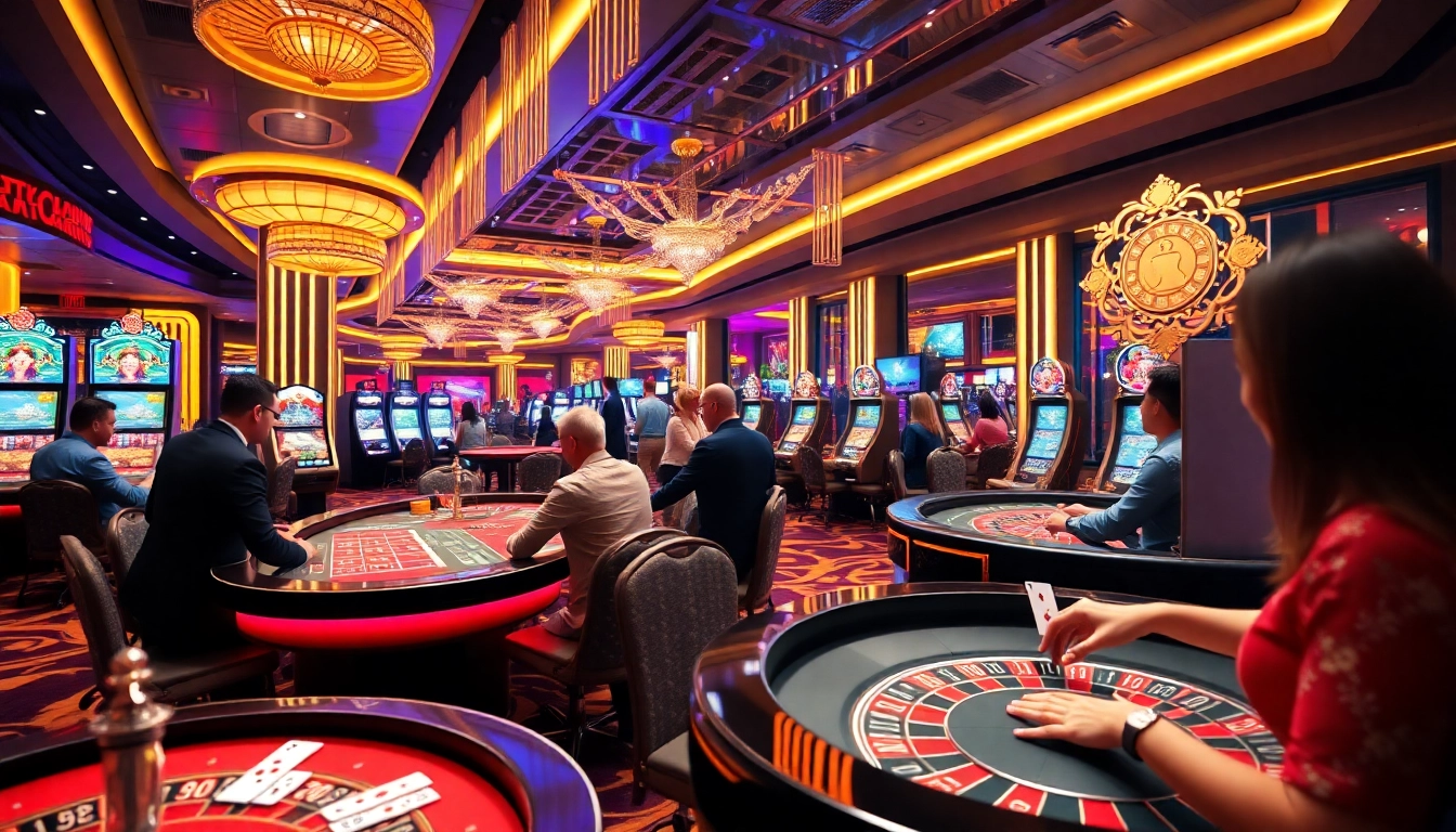 Experience the excitement of TPower casino with vibrant players and dynamic games in a modern setting.