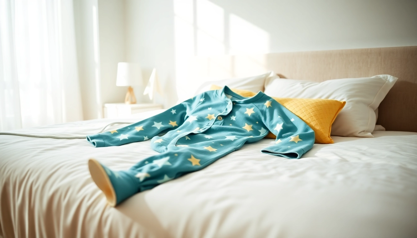 Showcase Bamboo kids pajamas in a cozy bedroom setting, featuring colorful patterns and warm lighting.