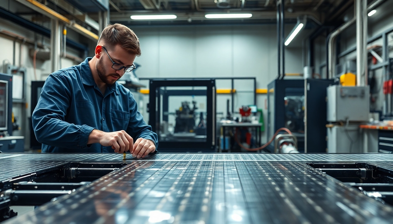 Engineer applying epoxy prepregs during a manufacturing process, showcasing precision and innovation.