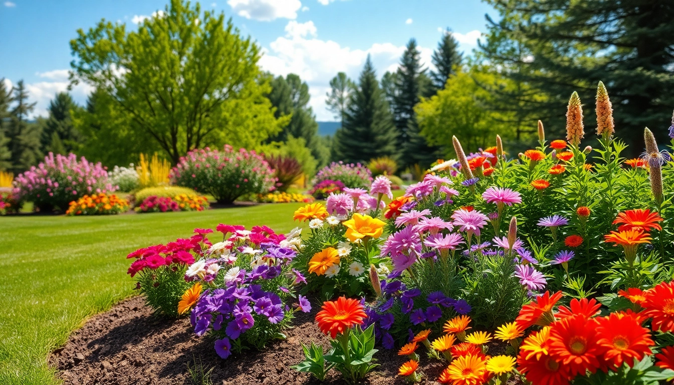 Beautify your outdoor space with landscaping rapid city showcasing a colorful garden with vibrant flowers.