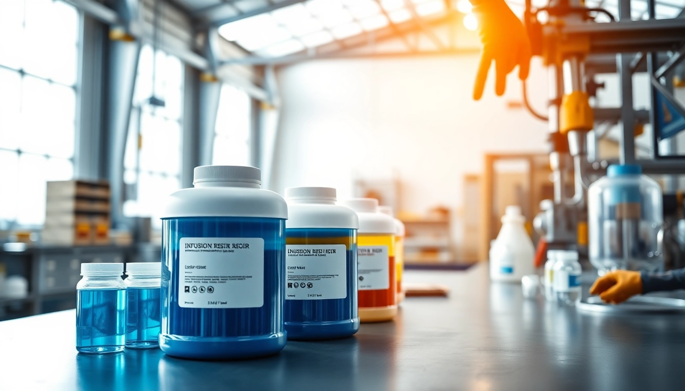 Mixing infusion resins in a clean, professional composite manufacturing environment.