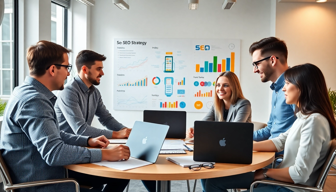 SEO Company Dublin team discussing digital strategies in a professional office environment.