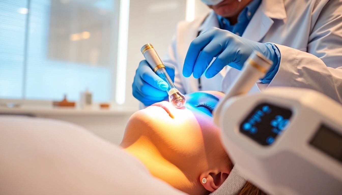 Aerolase Laser treatment session in a professional clinical setting with a dermatologist.