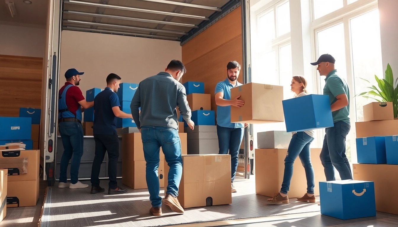 Movers from https://starvanlinesmovers.com pack items with care in a brightly lit room.