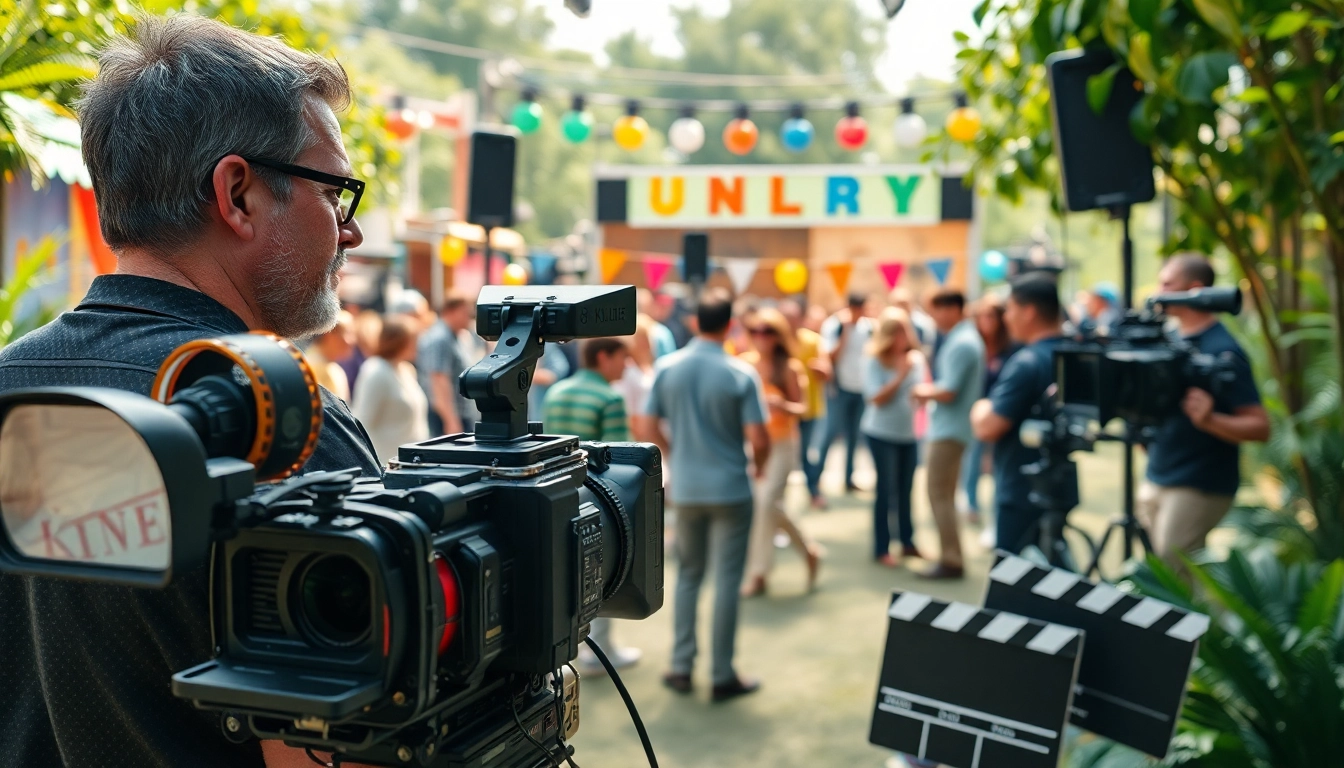 Cinematographer Jon Kline directing a film scene on set with vibrant colors.