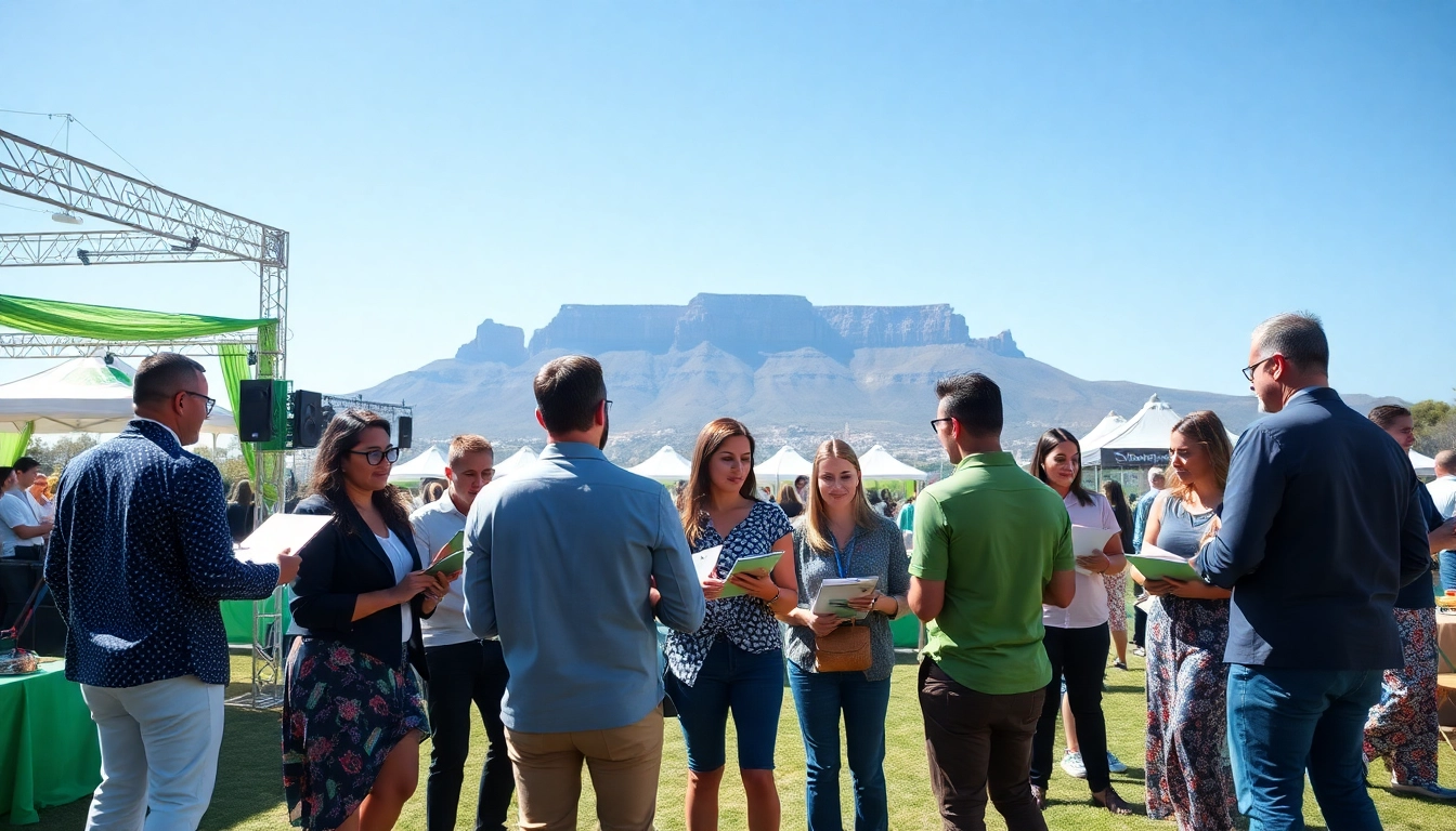 Cape Town Event Management Companies coordinating a lively outdoor event near Table Mountain.
