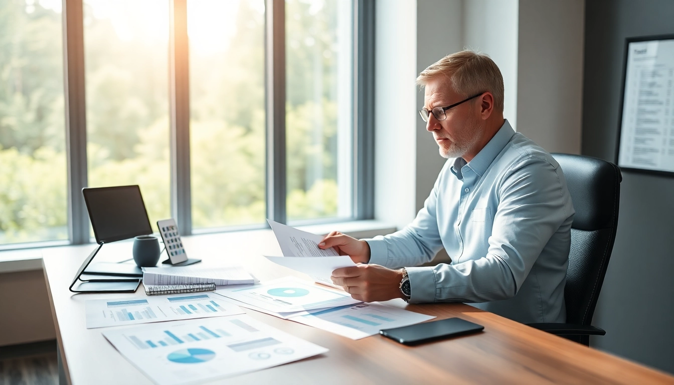 Analyze tax credits with a professional at a desk filled with tax documents.