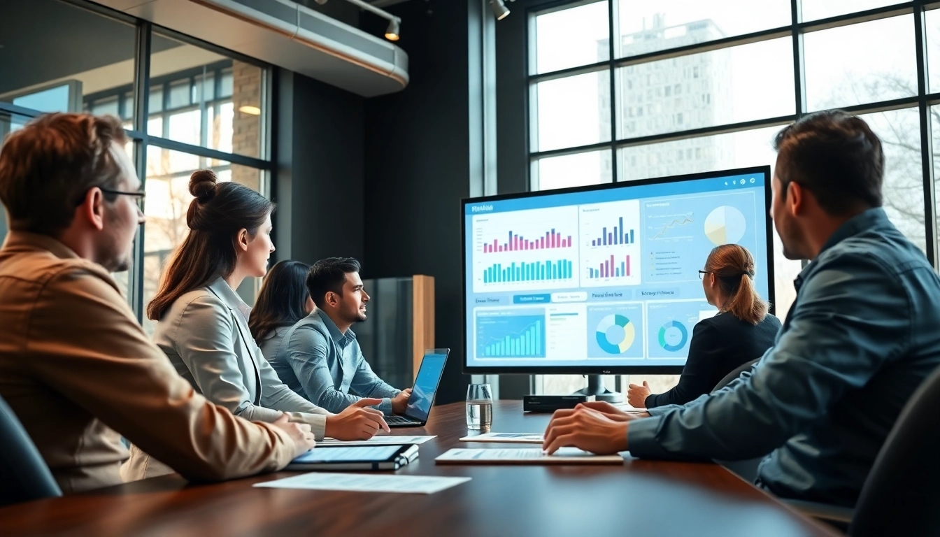 Analyze competitive intelligence during a professional team meeting with charts and data.