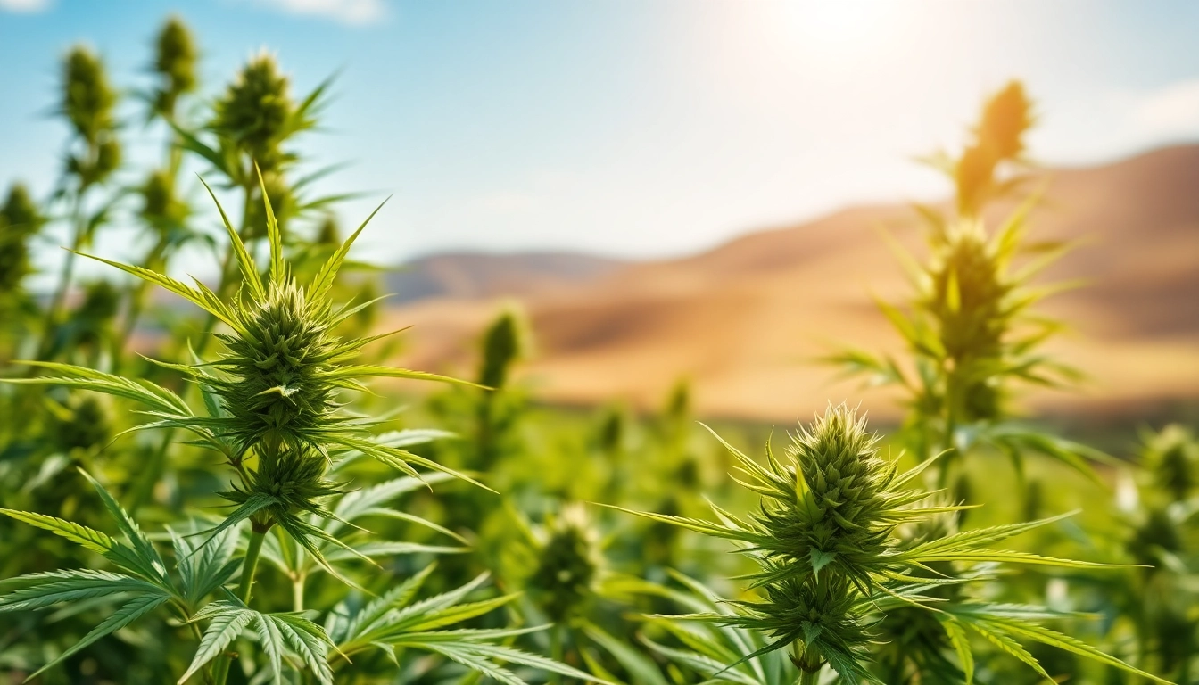 Showcase the beauty of cbd organics with vibrant hemp plants in a natural setting.