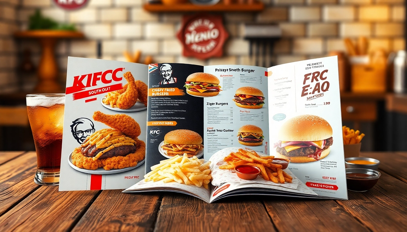 View the kfc south Africa menu showcasing delicious fried chicken and zinger burgers.