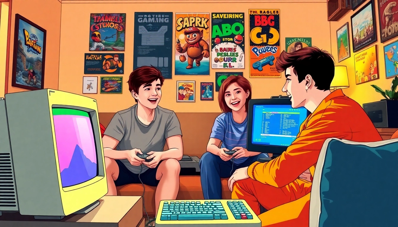 Engaged players enjoying a nostalgic moment as they play dos games in a cozy setting.