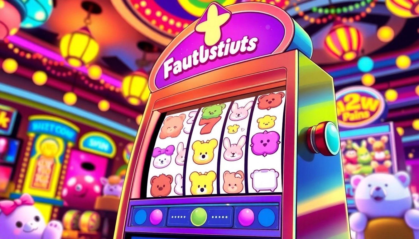 Engaging Fluffy favourites slots not on gamstop feature adorable stuffed animals in a vibrant casino setting.