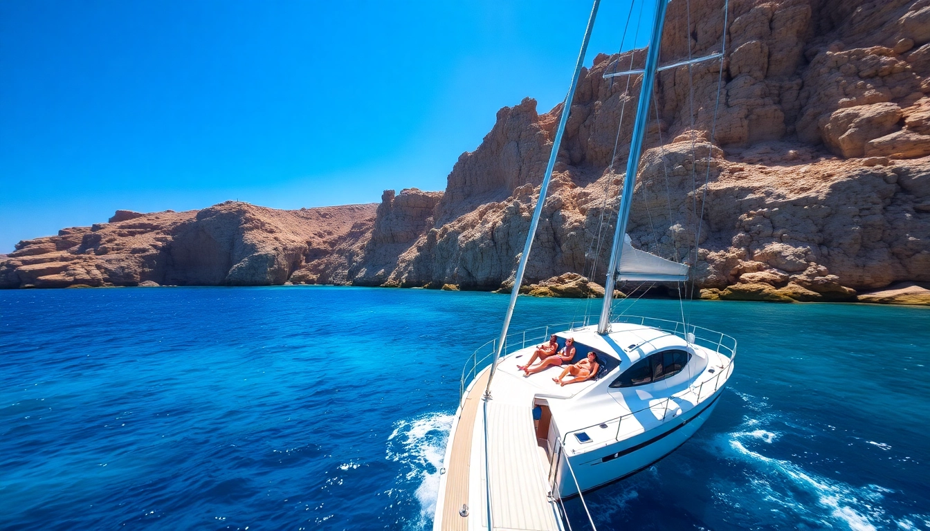 Rent a boat Malta with a luxurious sailing yacht enjoying vibrant seaside views.