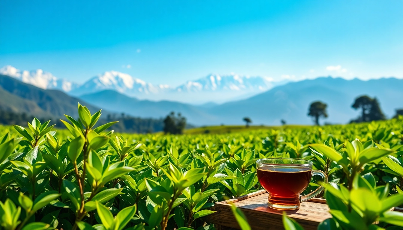 Enjoying fresh Nepal tea in picturesque Himalayan tea fields.