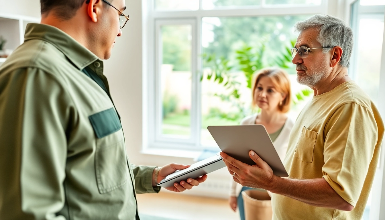 Pest control expert inspecting a home for pests, promoting cleanliness and safety.